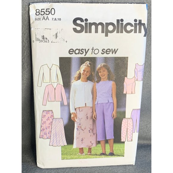 Simplicity Girls Top Jacket Pants Skirt Sewing Pattern Sz 7-10 8550 - Uncut - Picture 4 of 4